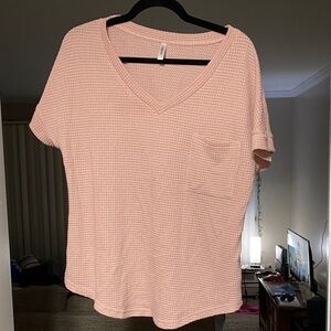 V-Neck Waffle Knit Tee - Size M